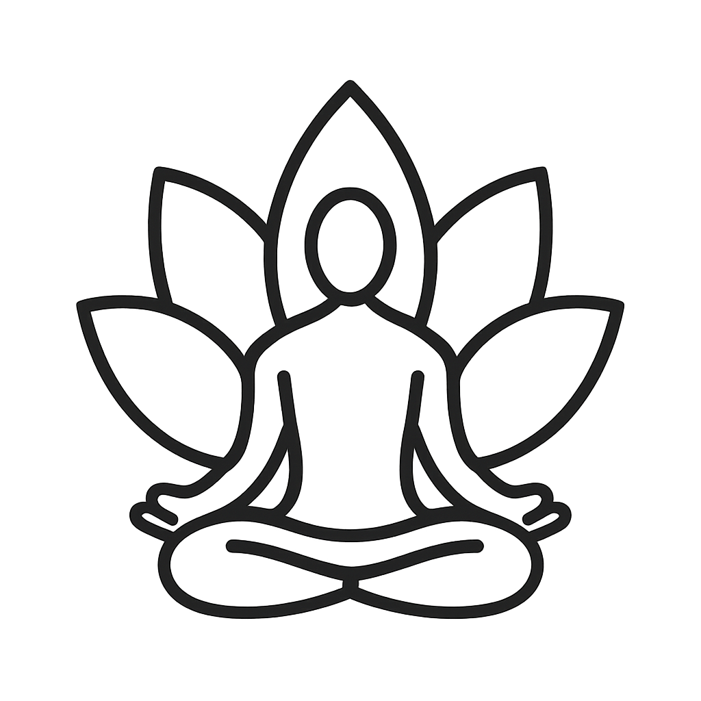 A person meditating in a lotus position, sitting on the ground. The meditation pose characterizes yoga.